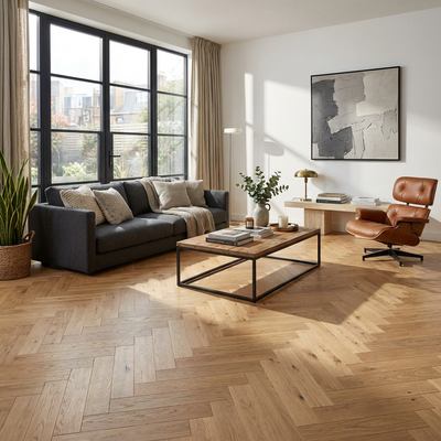 פרקט עץ אלון פישבון טבעי גמר לכה מוברש